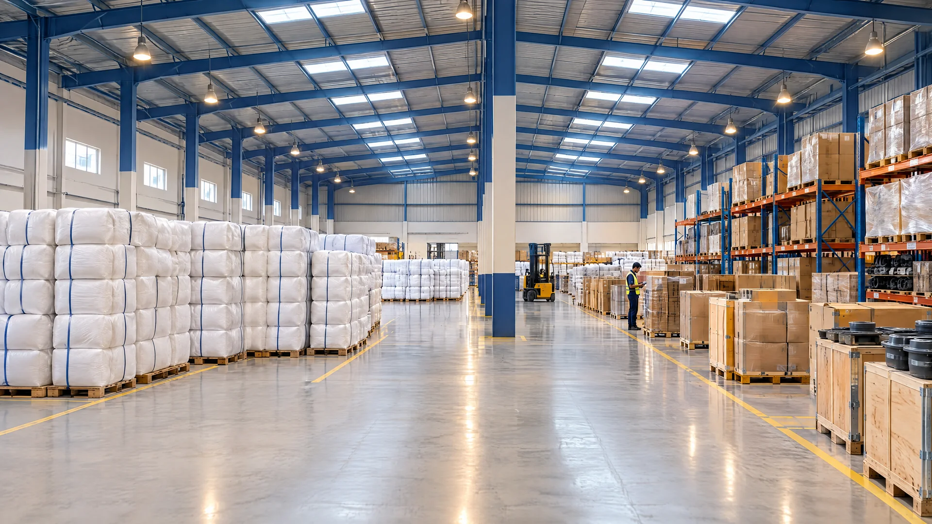 Illustrative organised warehouse for stock keeping and inventory support